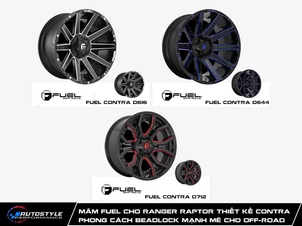 Mâm Fuel cho Ranger Raptor Thiết kế Contra – Phong cách beadlock mạnh mẽ cho off-road