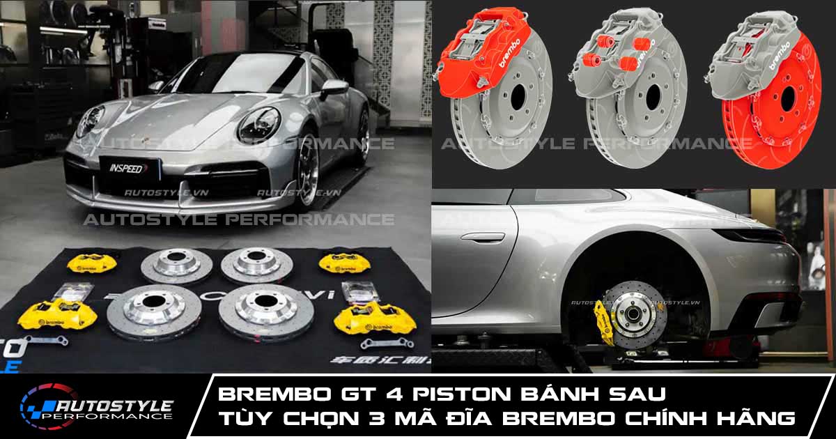 Brembo GT 4 Piston Bánh Sau Tùy Chọn 3 Mã Đĩa Brembo Chính Hãng