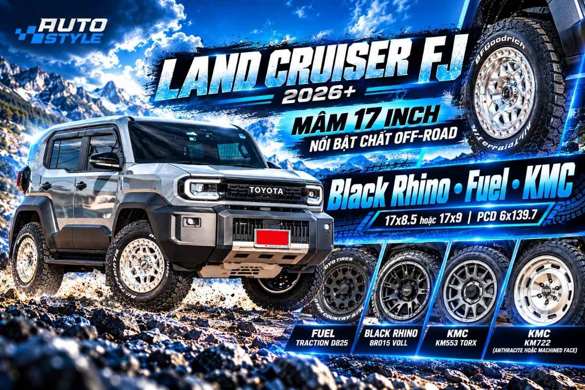 Mâm 17 Inch Cho Land Cruiser FJ | Top 4 Dòng Nổi Bật Chất Off-Road Black Rhino, Fuel, KMC