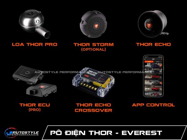 Các Bộ phận chính của hệ thống pô điện Thor dành cho everest