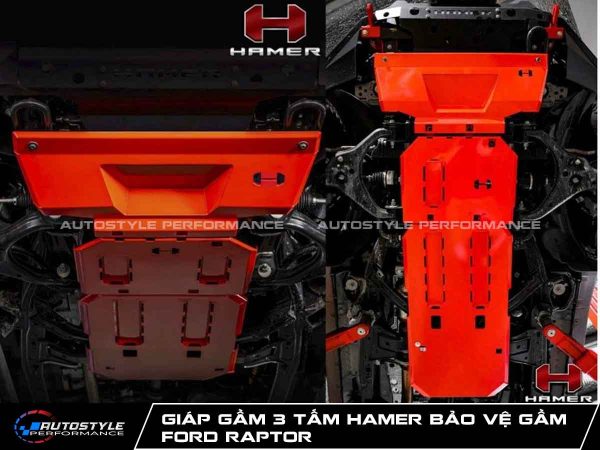 Giáp Gầm 3 Tấm Hamer Thép Dày 3 mm Bảo Vệ Gầm Ford Raptor Toàn Diện
