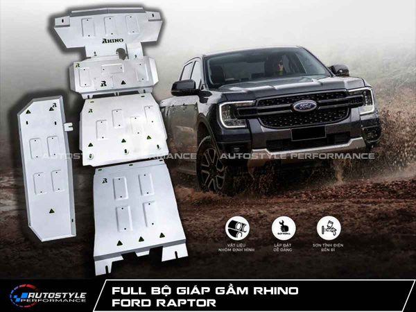Giáp Gầm Rhino Full 5 Tấm Nhôm hợp Kim 5 mm Bảo Vệ Gầm Toàn Diện Ford Raptor