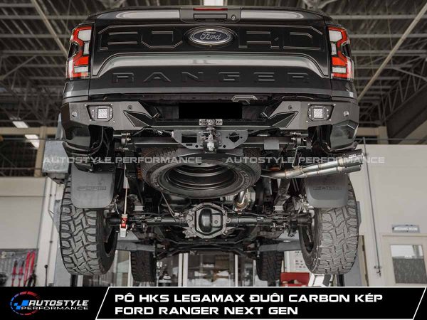 Pô HKS LEGAMAX Đuôi Carbon Kép Cấu Hình Side Muffler Cho Ford Ranger Next Gen