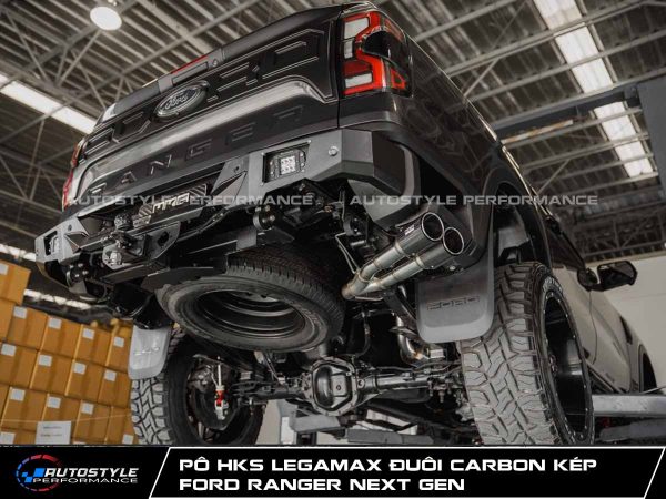 Pô HKS LEGAMAX Đuôi Carbon Kép Cấu Hình Side Muffler Cho Ford Ranger Next Gen