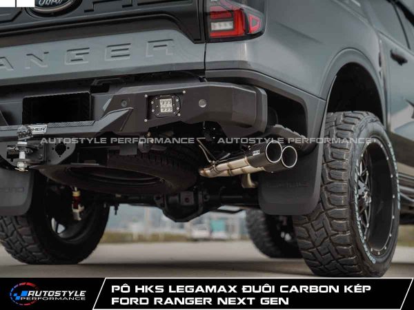 Pô HKS LEGAMAX Đuôi Carbon Kép Cấu Hình Side Muffler Cho Ford Ranger Next Gen