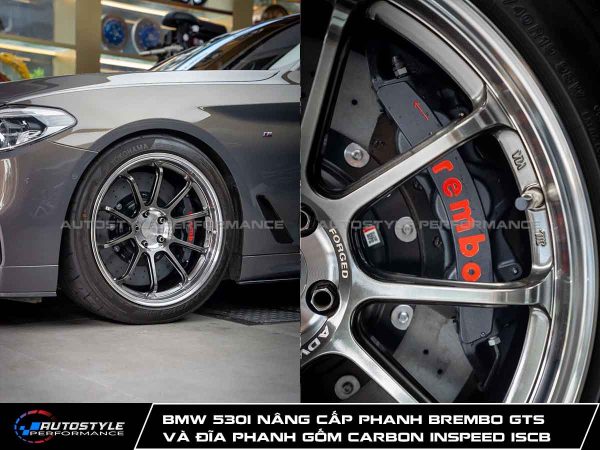 BMW 530i Nâng Cấp Phanh Brembo GTS Hiệu Suất Đỉnh Cao Và Đĩa Phanh Gốm Carbon INSPEED ISCB