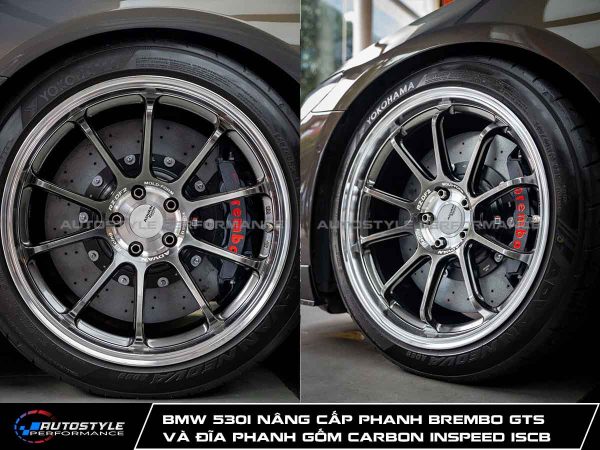 BMW 530i Nâng Cấp Phanh Brembo GTS Hiệu Suất Đỉnh Cao Và Đĩa Phanh Gốm Carbon INSPEED ISCB
