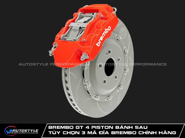 Brembo GT 4 Piston Bánh Sau Tùy Chọn 3 Mã Đĩa Brembo Chính Hãng