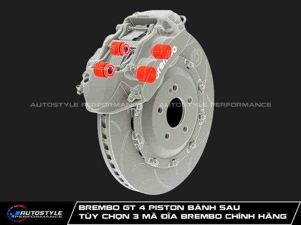Brembo GT 4 Piston Bánh Sau Tùy Chọn 3 Mã Đĩa Brembo Chính Hãng