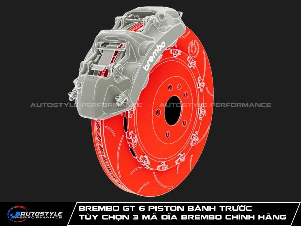Brembo GT 6 Piston Bánh Trước Tùy Chọn 3 Mã Đĩa Brembo Chính Hãng