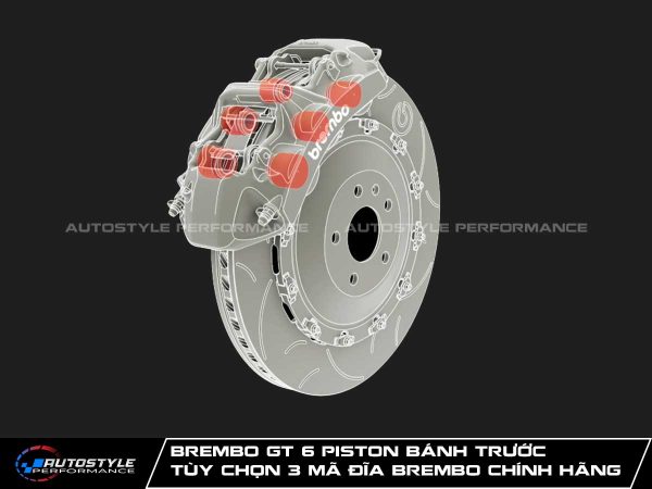 Brembo GT 6 Piston Bánh Trước Tùy Chọn 3 Mã Đĩa Brembo Chính Hãng