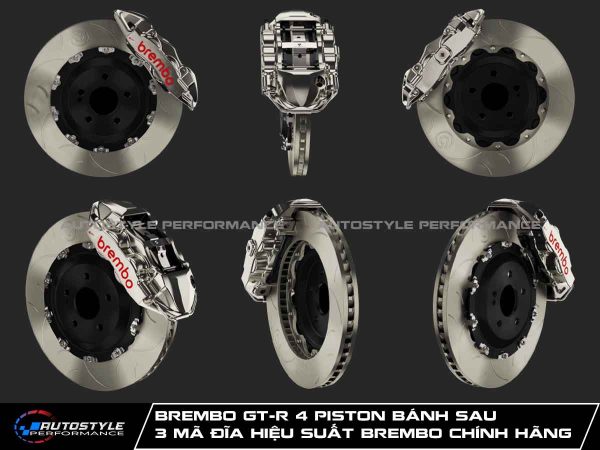 Brembo GT-R 4 Piston Bánh Sau Kết Hợp 3 Mã Đĩa Hiệu Suất Brembo Chính Hãng