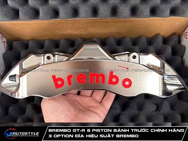 Brembo GT-R 6 Piston Bánh Trước Chính Hãng 3 Option Đĩa Hiệu Suất Brembo