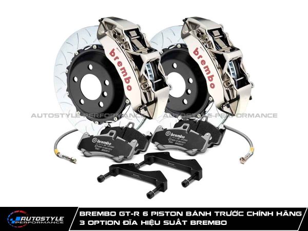 Brembo GT-R 6 Piston Bánh Trước Chính Hãng 3 Option Đĩa Hiệu Suất Brembo