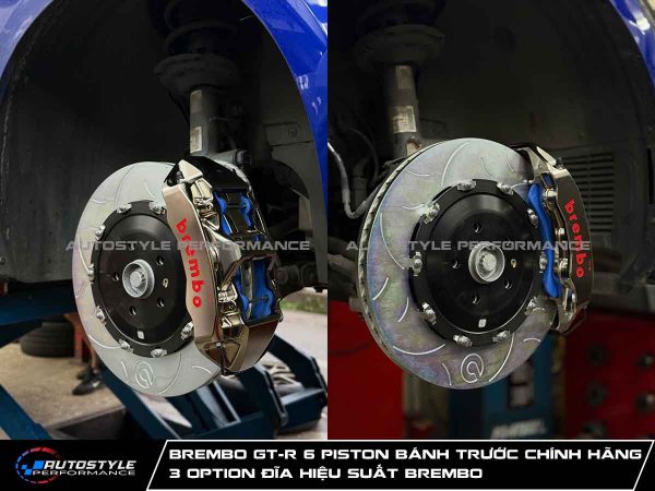 Brembo GT-R 6 Piston Bánh Trước Chính Hãng 3 Option Đĩa Hiệu Suất Brembo