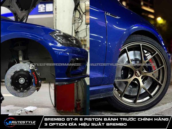 Brembo GT-R 6 Piston Bánh Trước Chính Hãng 3 Option Đĩa Hiệu Suất Brembo