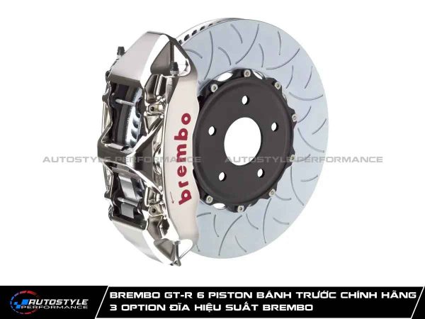Brembo GT-R 6 Piston Bánh Trước Chính Hãng 3 Option Đĩa Hiệu Suất Brembo