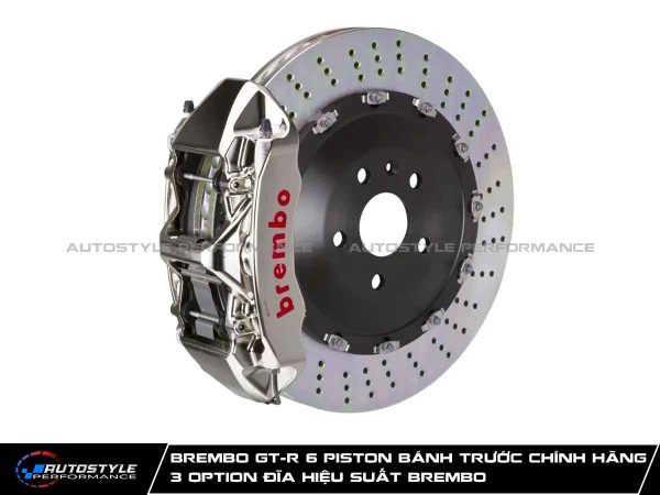 Brembo GT-R 6 Piston Bánh Trước Chính Hãng 3 Option Đĩa Hiệu Suất Brembo