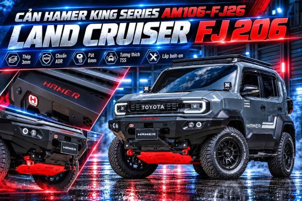 Cản Trước Hamer Land Cruiser FJ AM106-FJ26: Thép 3mm, Khay Tời 12.000 lbs, Tương Thích Túi Khí & TSS