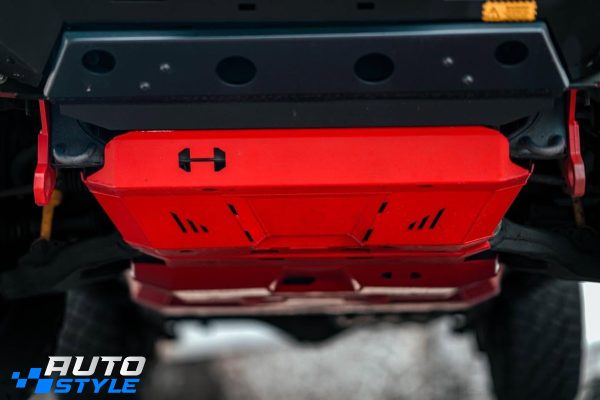 Giáp Gầm Hamer Land Cruiser FJ H001-RGR24: 3 Tấm Thép 3mm Bảo Vệ Két Nước, Cacte, Hộp Số – Lắp Bolt-on