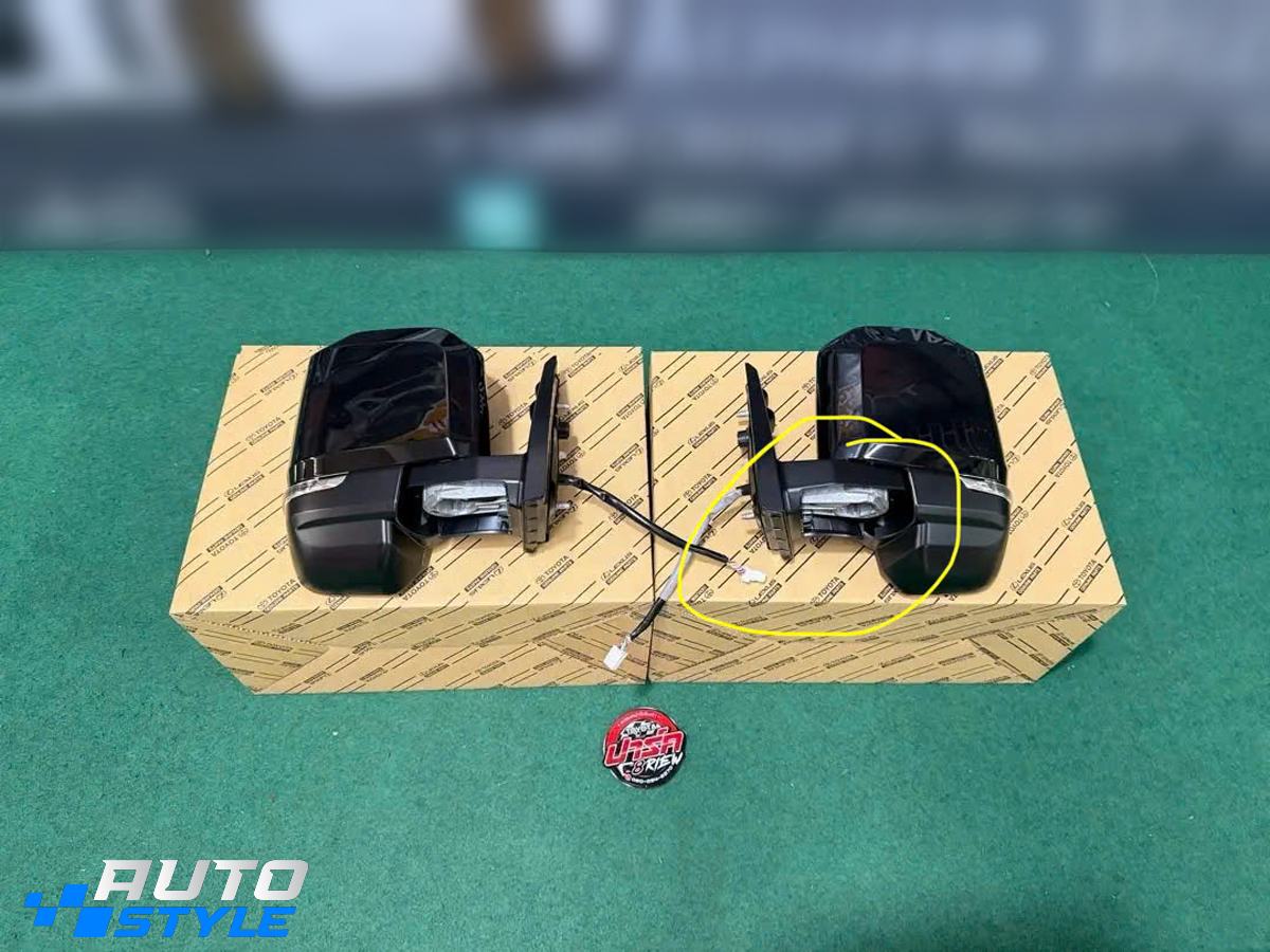 Gương Chiếu Hậu Vuông Land Cruiser FJ Majesty Chân CNC: Gập Smartkey, Chỉnh Điện 4 Hướng, Xi-nhan LED, Giắc Zin 12V