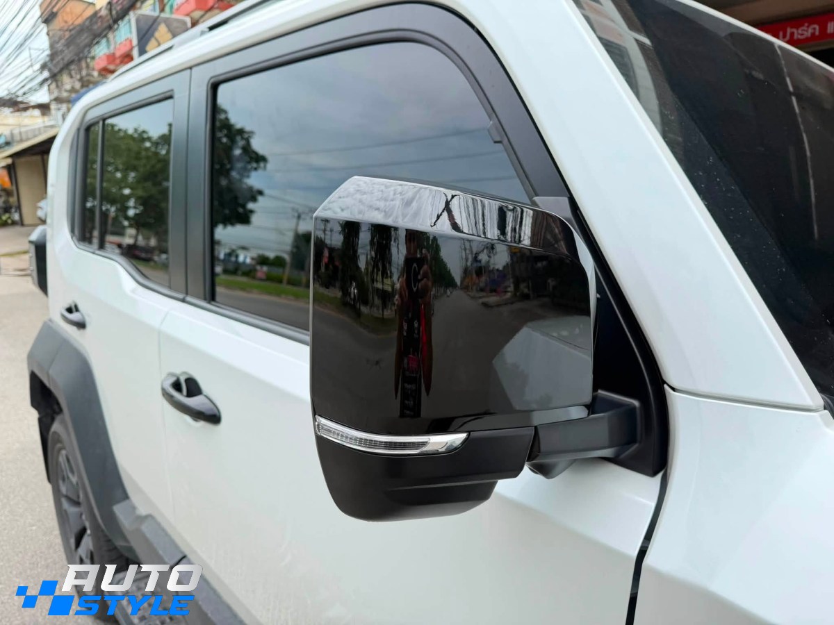 Gương Chiếu Hậu Vuông Land Cruiser FJ Majesty Chân CNC: Gập Smartkey, Chỉnh Điện 4 Hướng, Xi-nhan LED, Giắc Zin 12V