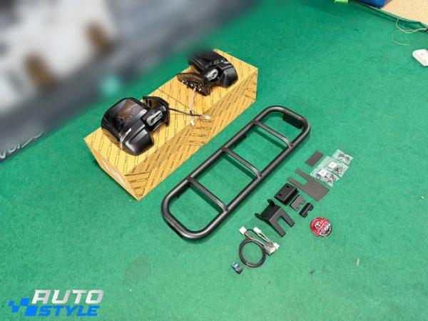 Gương Chiếu Hậu Vuông Land Cruiser FJ Majesty Chân CNC: Gập Smartkey, Chỉnh Điện 4 Hướng, Xi-nhan LED, Giắc Zin 12V