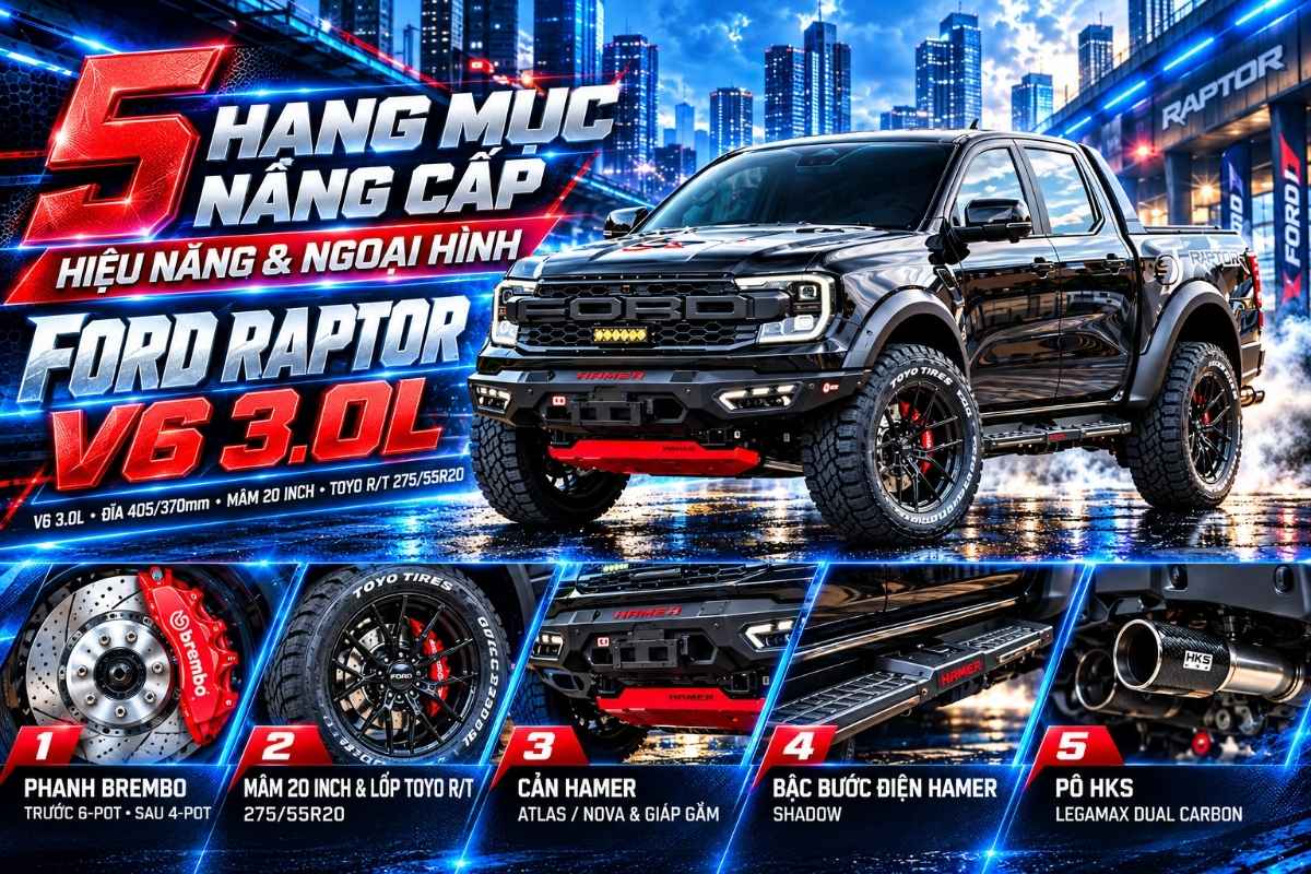 Cấu Hình Raptor V6 3.0L Màu Đen: 5 Hạng Mục Nâng Cấp Hoàn Thiện Cả Hiệu Năng Lẫn Ngoại Hình